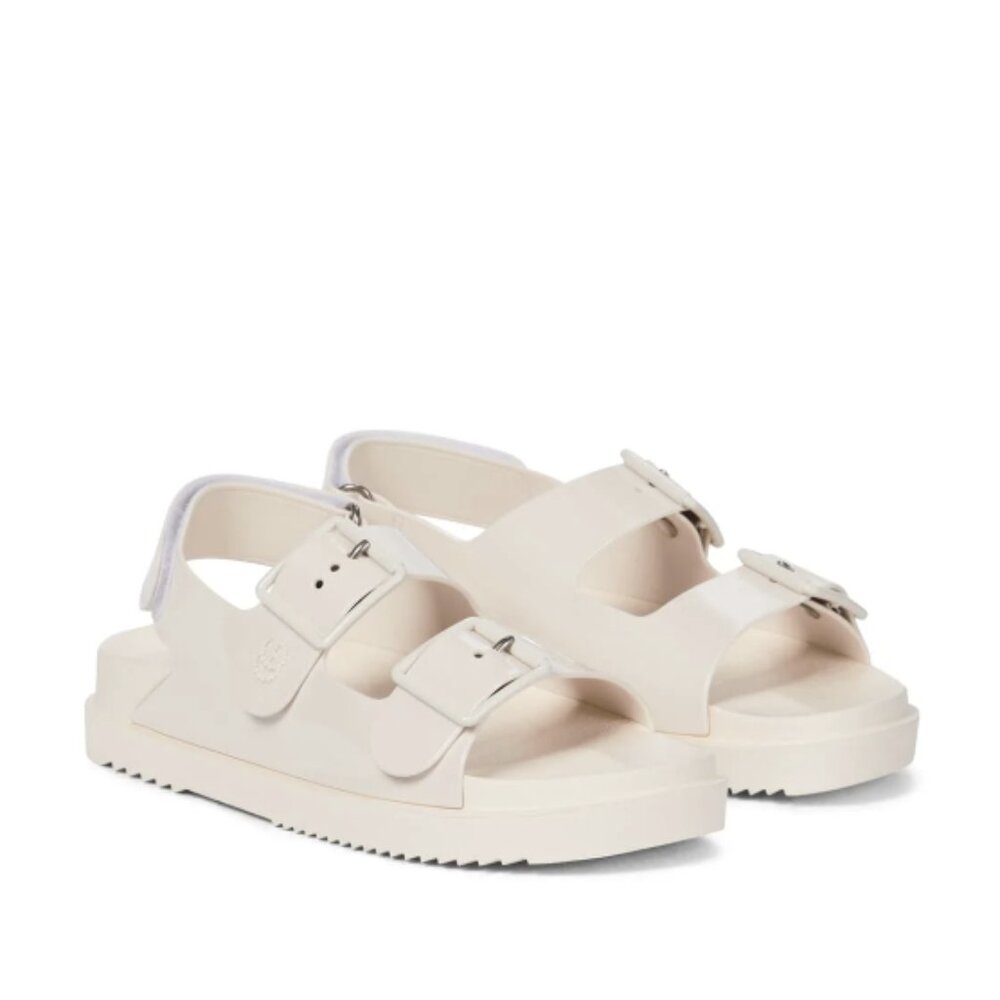 Gucci White Rubber Mini Double G Logo Sandals